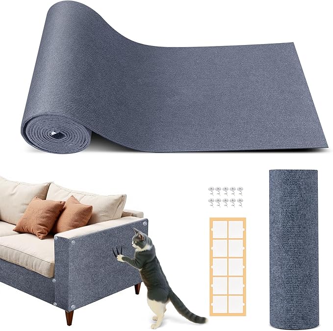 Enkman 78.7"x15.8" Thickened Cat Scratch Mat,Anti Cat Scratch Furniture Protector, Trimmable Self-Adhesive Carpet,DIY Cat Scratch Couch Furniture wall,Covering Cat Scratching Post Replacement Pads