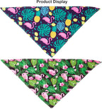 ADOGGYGO Summer Hawaii Dog Bandana, 6 Pack Flamingo & Fruit Pattern Triangle Summer Bandanas for Small Dogs Pets (Small)