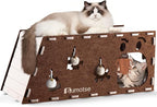 Felt Cat Cave House for Indoor Cats with Catnip Toy, Large Cat Bed Tunnel for Scratching Play, No-Tool Assemble Warm Silent Cat House for Large Cats Up to 22lb, Durable and Washable, Coffee