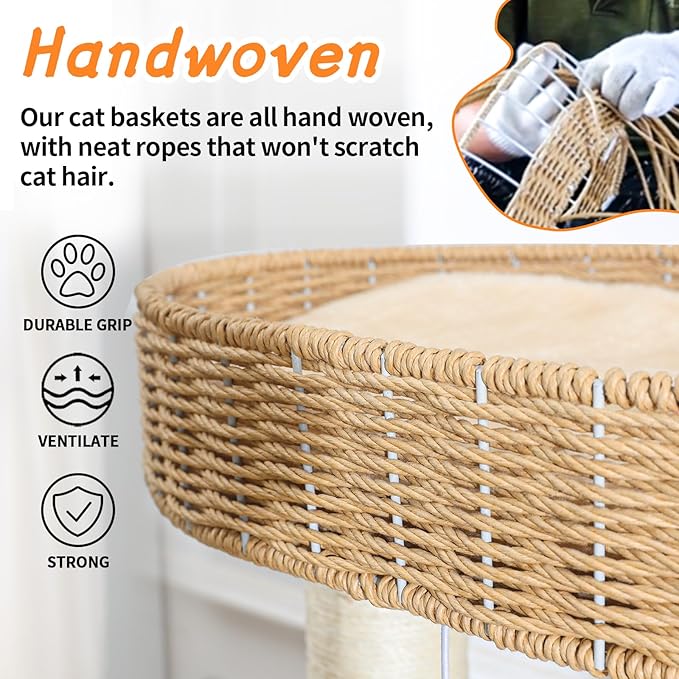 Cat Tree for Large Cats, 50'' Multi-Level Cat Tower for Indoor Cats, Sturdy Design with 6 Sisal Scratching Posts 1 Board, Space Capsule Perch, Hanging Plush Ball & Easy Assembly