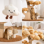 Modern Cat Tree Tower for Indoor Cats Large Adult, 37 inch Flower Cat Tree with Scratching Post, Luxury Aesthetic Cat Tree with Cloud-Soft Flower Perches and Physical Mouse-Sound Hanging Toy