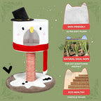 NUNU LAB 35'' Christmas Cat Tree Tower, Indoor Modern Cat Tower with Sisal Ramp Scratching Posts, Cozy Basket, Hammocks, Lage Cats Pet Activity Structure