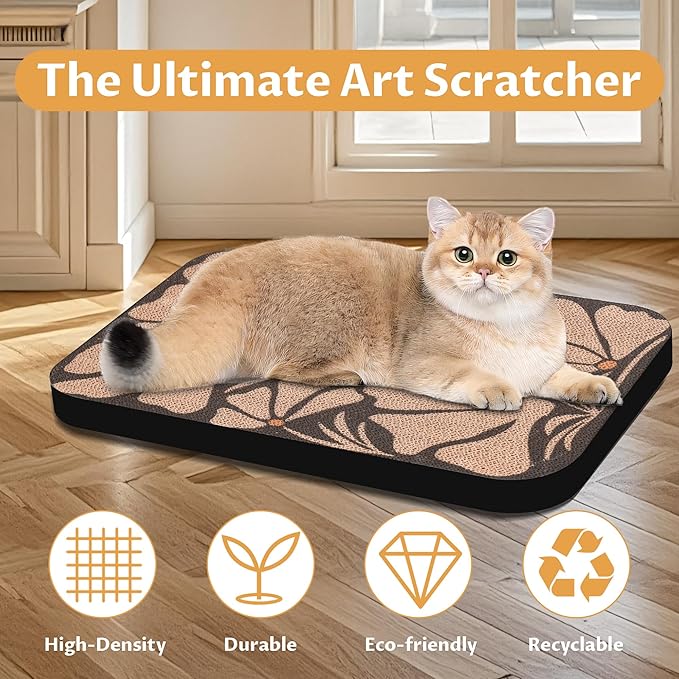 2 Pack Art Cat Scratcher, Wall-Mountable Cat Scratch Pad, Wall Cat Scratcher 16.7x11x1 Inch Cat Scratching Board for Indoor Cats Toy(Black & White 1)