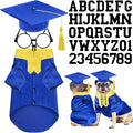 5 Pcs Dog Graduation Costume Set Include 2026 Pet Graduation Gown with Stole Puppy Grad Cap Lensless Glasses DIY Letter Stickers for Dogs Cats Holiday Costume Accessory(Blue Yellow,M)