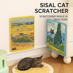 Cat Nail File Scratching Board, Natural Art Cat Scratcher, Wall-Mounted, Corner-Mounted, or Floor-Mounted, 15" x 12" Sisal Mat for Nail Trimming and Furniture Protection (Yellow Harvest)