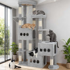 Cat Tree for Large Adult, 71.7'' Tall Cat Tower for Indoor Cats, Sturdy Heavy Duty Cat Tree Tower for 20 lbs+Cats, 3 Big Cat Condos, 10 Scratching Posts, 3 Platforms, Light Gray GCT036W
