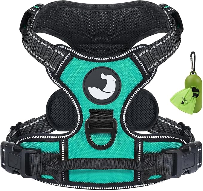 Joytale No Pull Dog Harness for Extra Large Dogs, Reflective Pet Vest with Front Clip, Adjustable Soft Padded Harnesses with Easy Control Handle for Training and Walking, Teal, XL