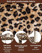 SYANDLVY Small Cat Tree for Indoor Cats, Unique Cheetah Leopard Print Cat Tree Tower for Kitties, Condo Furniture with Hammock & Sisal Scratching Posts