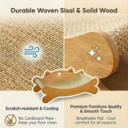 Cat Scratcher Bed for Indoor Cats - Summer Cool Hammock, 23.2″ Large Scratching Lounge with 40 lbs Weight Capacity, Wooden Modern Cat Scratching Post & Pad Furniture