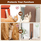 FHTONGE 71x15.8 Thickened Cat Wall Climbing Carpet with 16 Fixed Nails, Extra Large Tall Cat Scratch Pad for Wall, Wall Mounted Climbing Cat Scratcher for Furniture Couch Sofa Protector(Coffee)