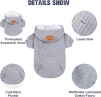 BEAUTYZOO Small Dog Hoodie Sweater with Pockets, Dog Clothes for Small Medium Dogs Boy Girl, Waffle-like Laminated Cotton Pet Coats with Hat and Leash Hole, All Weather Coat for Puppy Doggie Chihuahua