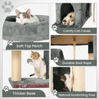 58" Cat Tree Large Cat Tower Condo w/Multi-Level Scratching Post for All Indoor Cats (Grey)