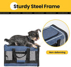 Dog Carrier Soft Sided, Large Cat Carrier with Inner Safety Leash, Pet Transport Carrier for Large Cats and Medium Dogs up to 20 Lbs, Collapsible Travel Puppy Carrier Bag -Blue L