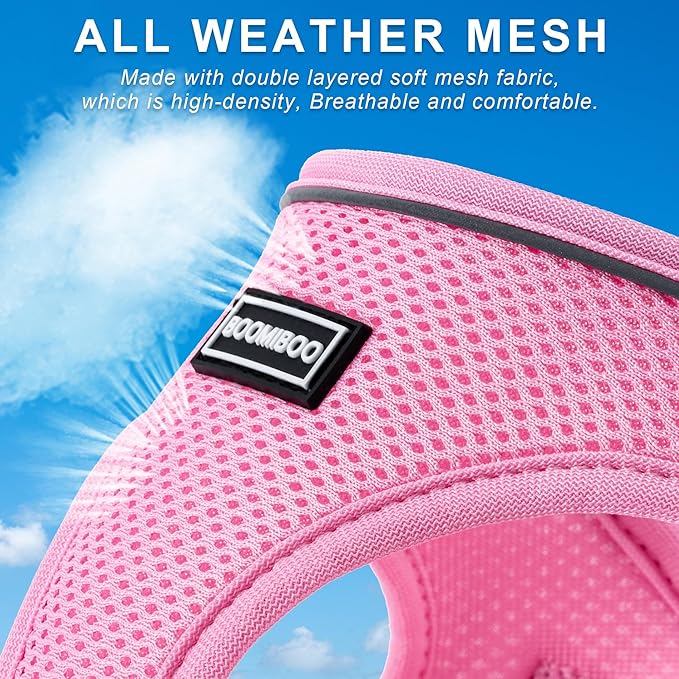 Dog Harness with Leash Set, No Pull Adjustable Reflective Step-in Puppy Pet Vest Harnesses for Small Medium Large Dogs and Cats,Beige M