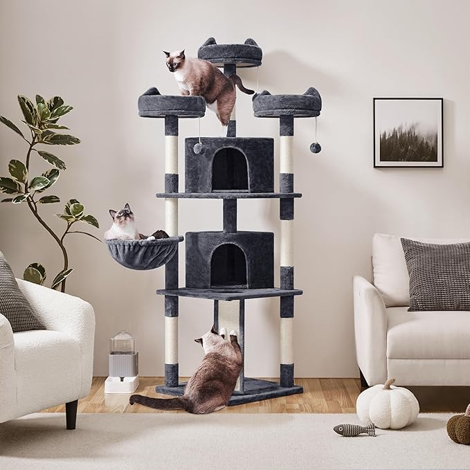 Topeakmart Cat Tree 76inch, Large Cat Tower with Condo Scratching Post for Inoor Cats Play Rest