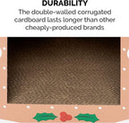 Furhaven Cardboard Cat House w/ Catnip for Indoor Cats, Ft. Scratching Pad & Hanging Toys - Decorated Gingerbread House Holiday Cat Scratcher Hideout - Christmas Print, One Size