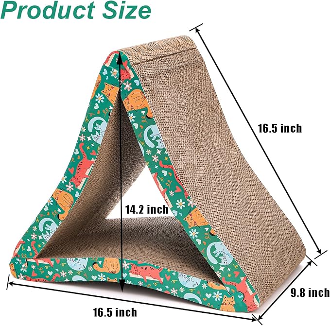 Nicunom Cat Scratcher Foldable Cat Scratching Board, Triangle Cat Scratching Pad, 6 Usable Sides Cat Scratchers Vertical Cat Scratching Post for Indoor Cats, Recyclable Cardboard Lounge