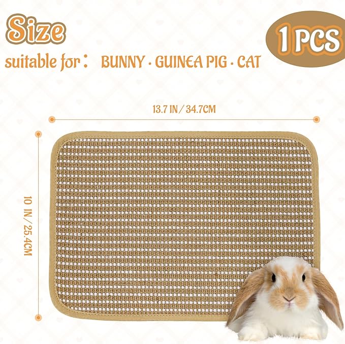 Rabbit Scratching Pad, Sisal Scratching Pad for Bunny, Guinea Pig, Cat. Resting Mats for Cages, Forage Grass Mat Indoor Essentials Accessories