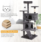 BLKMTY Cat Tree 54" Tall Cats Tower Large Cat Condo Climber Cats Climbing Stand with Top Perches Playhouse and Climbing Ladder Kitty Activity Tree w/Scratching Post Toys, Ashy