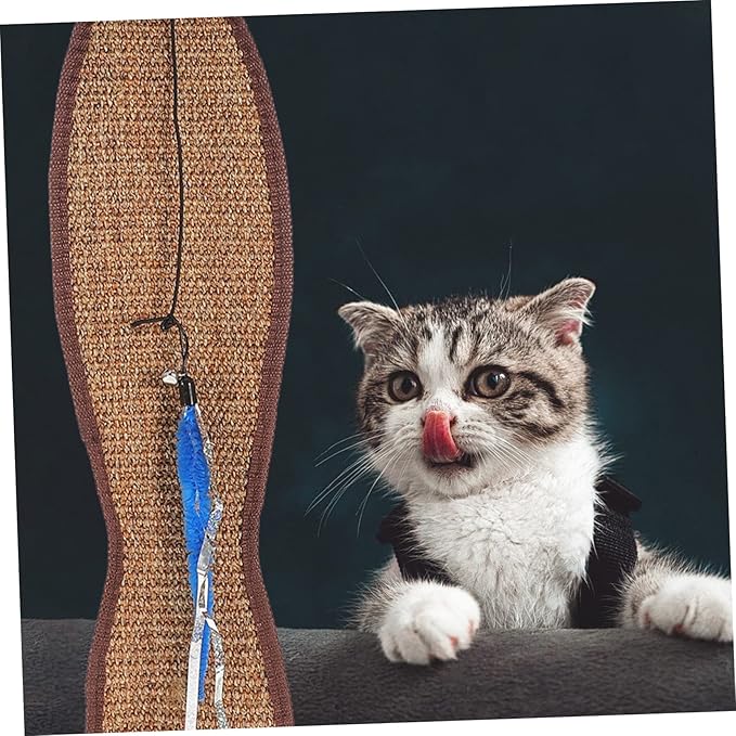 Fish Shaped Cat Scratching Pad Natural Sisal Hanging Protector for Furniture Claw Grinding Mat Eco-Friendly Cat Toy 20.86X5.23X1.18In
