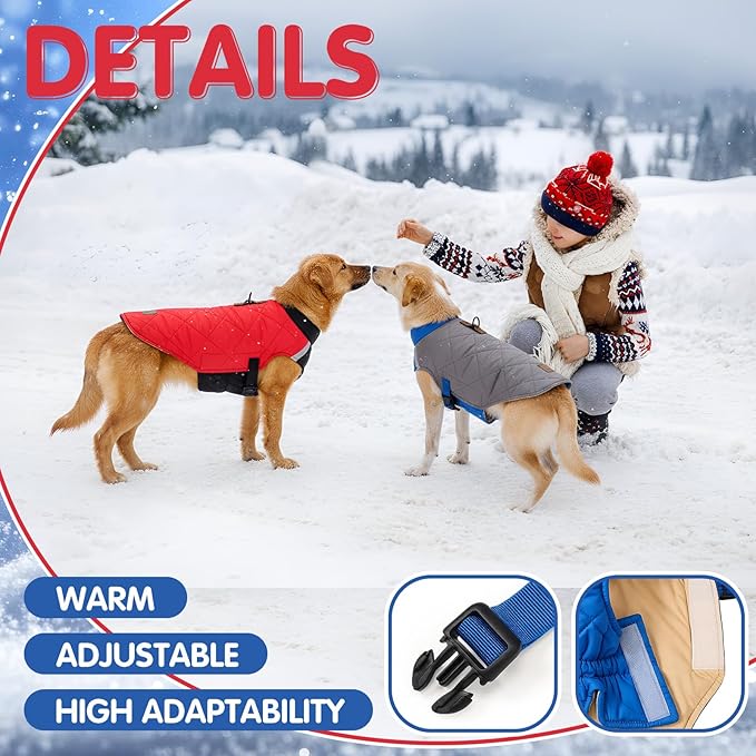 2 Pack Winter Dog Coat Winter Waterproof Dogs Jacket Pet Warm Quilted Vest Hook and Loop Coats for Small Dogs Cold Weather (S)