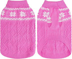 Warm Winter Dog Sweater - Cold Weather Pet Clothes for Small Medium Large Dogs Indoor Outdoor, Soft Classic Knit Puppy Apparel, Pink, ML