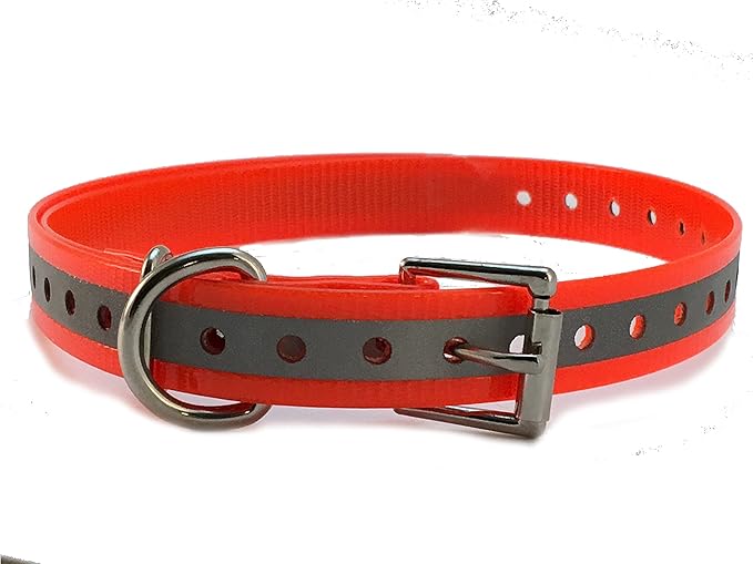 Replacement Strap for Garmin Collars - 3/4" Wide Ultra-Durable Dog E-Collar Replacement for Training, Bark, Shock, Electric, and GPS Collars - 28" Adjustable LengthGarmin (Reflective Neon Orange)
