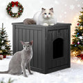 KAMABOKO Outdoor Cat House, Weatherproof PP Plastic Cat Shelter for Indoor & Outdoor Use, Durable All-Season Pet House for Feral & Stray Cats, Black