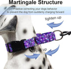 Reflective Martingale Collar for Dogs with Quick Release Buckle Cute No Pull Training Dog Collars (Purple Polka Dot, Medium)