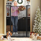 55 Inch Extra Tall Pet Gate for Cats,29.92"-43" Adjustable Wide Dog Gates,Pressure Mounted Walk Through Tall Pets Gate for Doorways,Hallway,Stairs(Black)