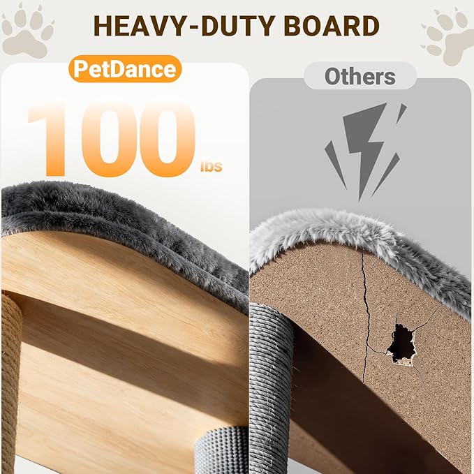 【Tank-Sturdy Tower】 PetDance Heavy Duty Cat Tree for Cats Fits Kittens to XL Maine Coons, Cat Tower with Scratching Posts, Cat Climber with 3 Spacious Hideaway, Dark Gray