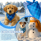 Abbylike 50 Pcs Plaid Dog Bandanas Bulk Blue Checkered Bandanas for Dogs Triangle Kerchief Bibs Scarf Set for Pet Holiday Costume Photo Props Accessories Pet Shops (25.6 x 17.7 x 17.7 Inch)