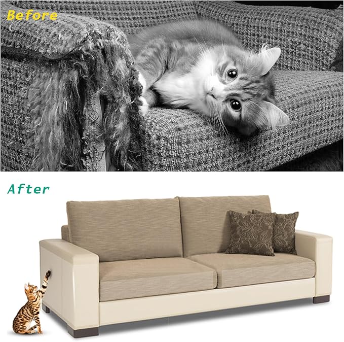 Anti Cat Scratch Furniture Protector, Transparent Self-Adhesive Couch Furniture Protectors from Cats Scratching Claws, Cat Scratch Couch Protector (17.5"X13")