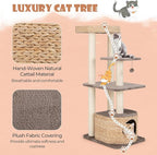 Tangkula Modern Cat Tree, 52 Inch Cattail Cat Tower with Sisal Scratching Posts, Perch, Condo, Plush Dangling Ball, Removable & Washable Cushion, Aesthetic Cat Tree for Indoor Cats (52 Inch, Cattail)