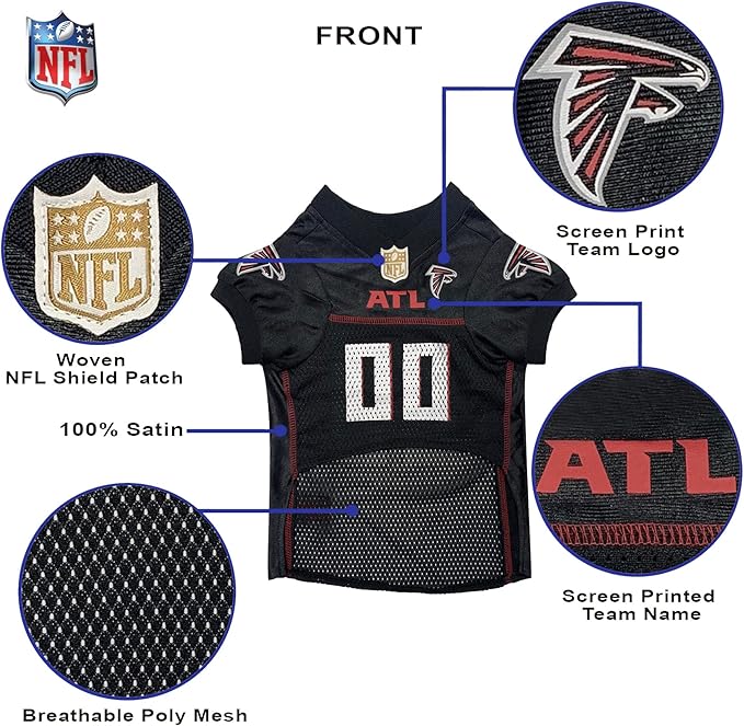 Pets First NFL Atlanta Falcons Dog Jersey, Size Large, Football Shirt Costume for Pet, Dog Sports T-Shirt, NFL Team Clothing for Cats, Licensed Pet Apparel Available in 7 Sizes and 32 Teams