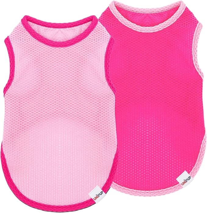 2 Pack Cooling Shirts for Dogs, Lightweight Mesh Breathable Dog Shirt for Small Medium Dogs Girl,Sun-Protection Sleeveless Shirts for Dog&Cat Puppy Vest Pet Apparel P23ST00601XL