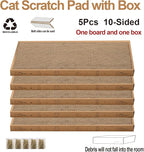Cat Scratcher Cardboard with Box Durable Corrugate Scratching Kitty Sofa Lounge Bed Reversible Catnip Included for Indoor Cats, Cat Scratching Pad, Cat Post, Double-Sided Design, Large (Box,5pcs)