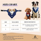 AVERYDAY Dog Tuxedo Bandana Collar for Wedding Outfit, Dog Tux Costume with Bowtie, Pet Harness with Leash Ring for Birthday Party Christmas, Formal Wear Suit and Tie for Small Medium Large Breeds