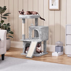Yaheetech Cat Tree for Indoor Pets, 36in Tower Condo w/Extra Large Perch, Scratching Posts, Board, Dangling Ball, Play Structure for Kittens & Adult Cats, Light Gray