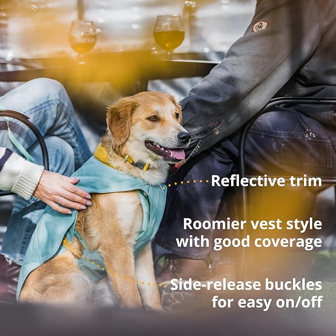 Ruffwear, Stumptown Quilted Dog Jacket, Insulated Water-Resistant Winter Coat with Reflective Trim & Leash Portal, Easy On/Off Buckles, Durable 300D Ripstop Cold-Weather Layer, Orion Blue, X-Large