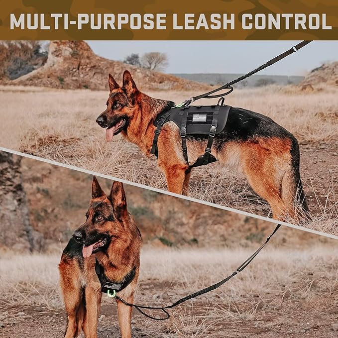 Forestpaw Dog Harness for Large Dogs,Tactical Dog Harness with Handle,No Pull Military Service Dog Vest with Pockets Adjustable for Walking Training,Black,Chest 21.5-45"