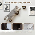 [Ready to Gift] PURRHOUSE 45LBS Capacity Cat Window Perch with Bolster, Hammock Seat with Premium Plywood & Metal Frame, Window Bed for Indoor Cats & Kittens (Walnut, Cat Wall Steps)