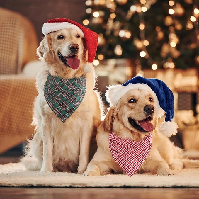 Segarty 60 Pack Triangle Pets Kerchief, 22.8"x15.7" Pet Scarf Washable Plaid Dog Bandanas Accessories Bulk for Small Medium Dogs Cats Large Puppy, Adjustable Reversible Boy Birthday Bibs
