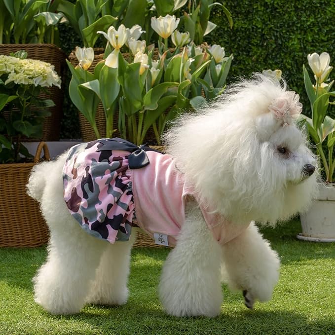 CuteBone Daddy's Little Girl Dog Dress for Small Dogs Pink Skirt Puppy Velvet Dresses Dog Clothes CVA21XXS-D