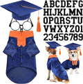 5 Pcs Dog Graduation Costume Set Include 2026 Pet Graduation Gown with Stole Puppy Grad Cap Lensless Glasses DIY Letter Stickers for Dogs Cats Holiday Costume Accessory(Blue Orange,L)