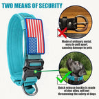 Tactical Military Dog Collar - Adjustable Nylon, Heavy Duty Metal Buckle with Handle for Dog Training, with Patches (Light Blue 1, L)
