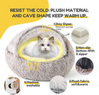 CATISM Plush Hooded Cat Bed, Calming Nest, Self-Warming Cave, Cozy Pod for Indoor Cats or Small Dogs, Removable Washable Cove With Non-Slip Bottom