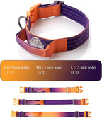 Tactical Dog Collar with Control Handle - Adjustable, Heavy Duty, Training and Walking for Medium and Large Breeds (Orange Violet, M: 18'' - 21'')