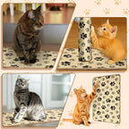 2 Pcs Cat Scratcher Mat Natural Sisal Rug with Cute Paw Print Cat Scratch Scratching Pad Protector for Indoor Floor Wall Couch Furniture with Self-Adhesive Tape 24 x 16 Inch