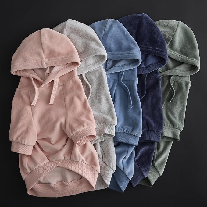 Cooper II Organic Cotton Velour Dog Hoodie Pet Coat for Small, Medium and Large Dogs, Heather Gray Color Block, Medium (20-45 lbs)
